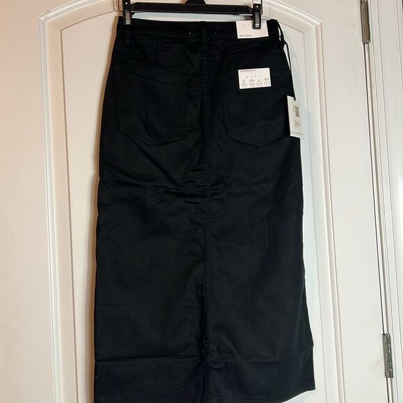 BNWT - WEWOREWHAT HIGH RISE BLACK DENIMN COTTON MIDI SKIRT - 25 - Picture 4 of 6